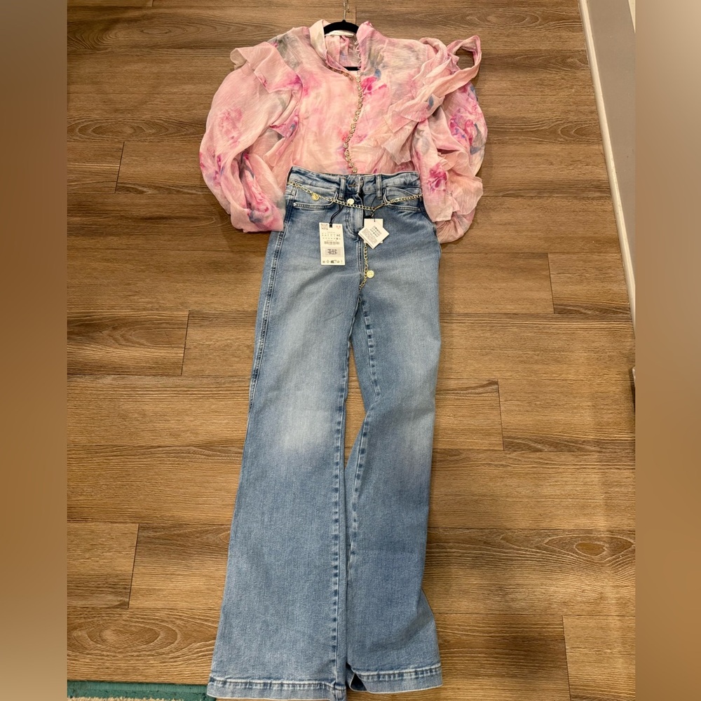 Zara High Rise Light Blue Jeans